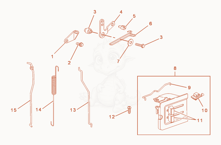 Exploded parts diagram of the Governor of a Wacker Neuson PT2B, with numbered balloons