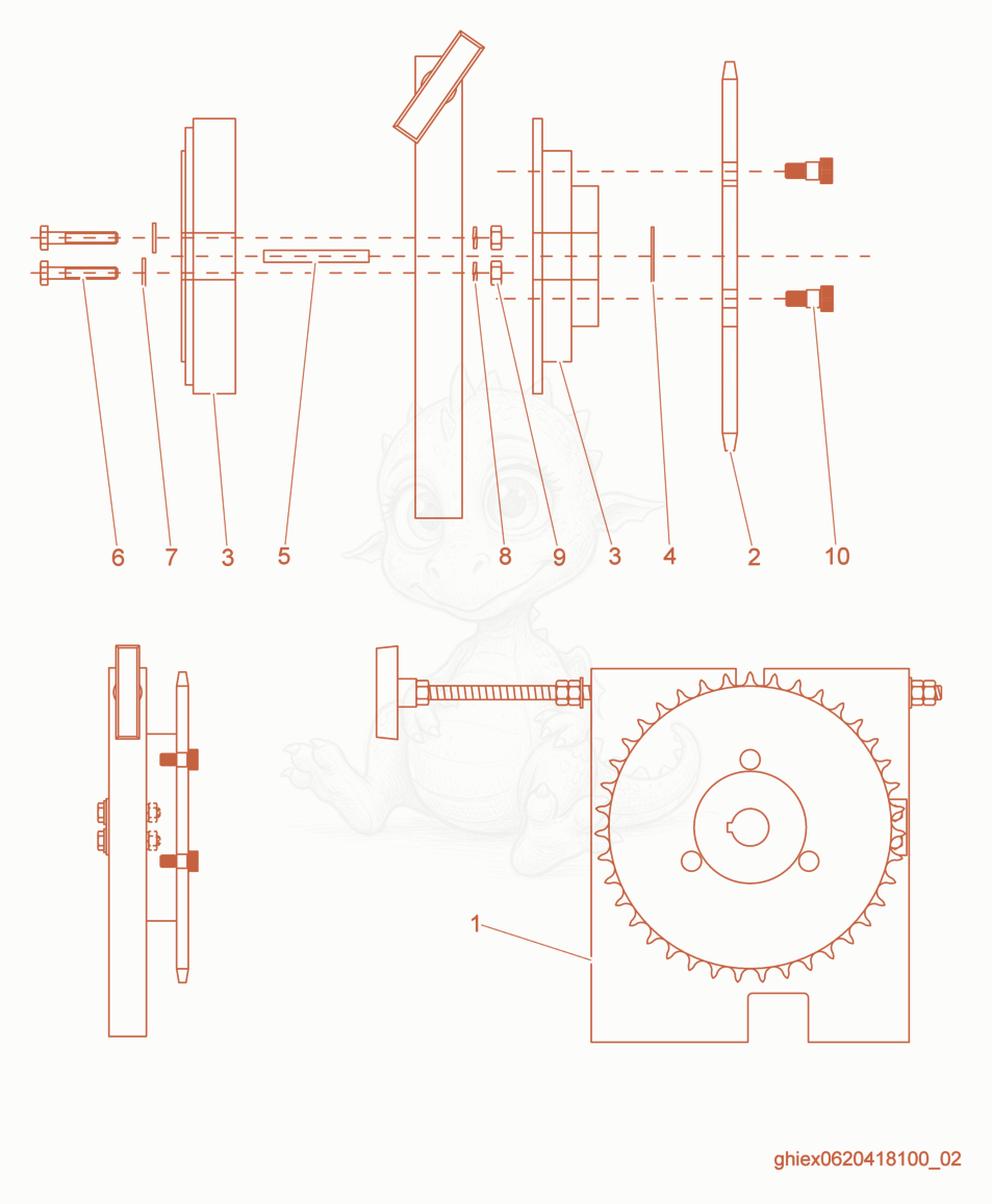 Despiece del Clutch and brake cpl. de una máquina Wacker Neuson HHS1701, con globos numerados