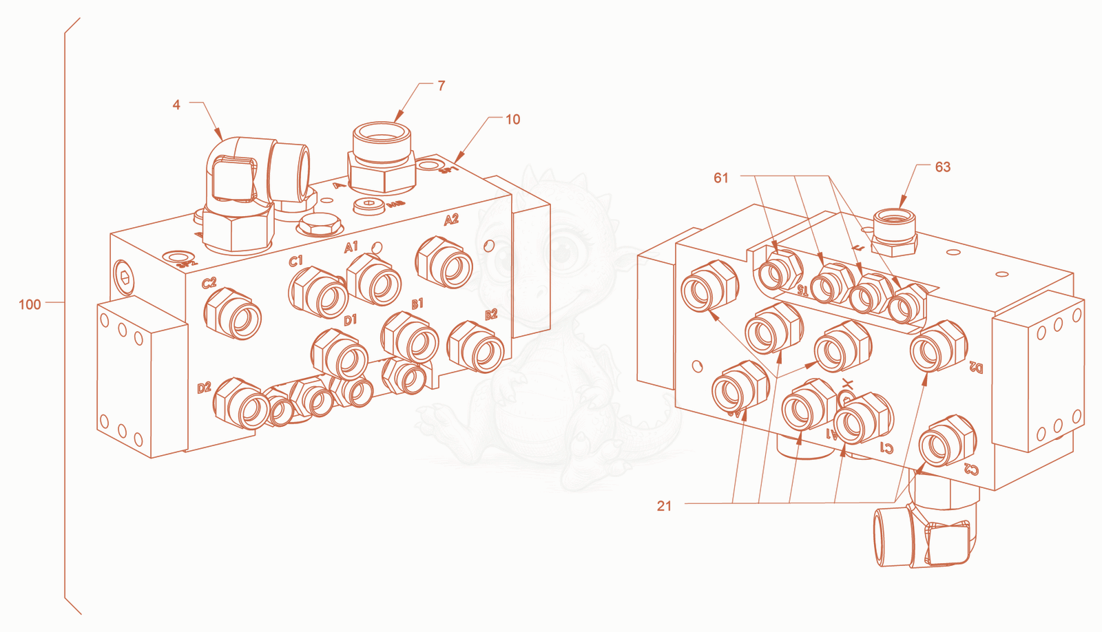 Exploded parts diagram of the advance drive of a Wacker Neuson RD45-140US, with numbered balloons