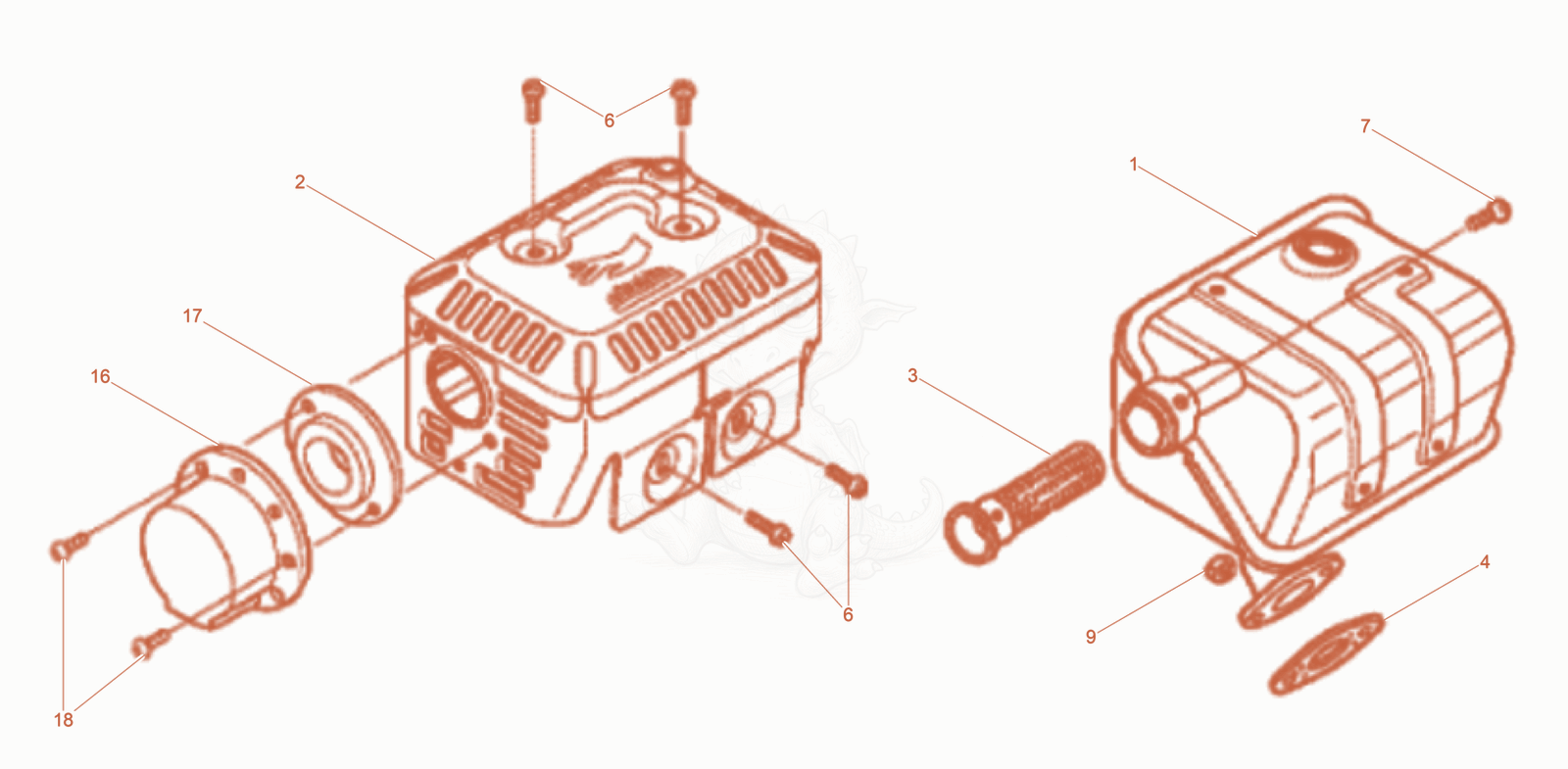 Exploded parts diagram of the Exhaust Silencer of a Wacker Neuson XPSKMAT, with numbered balloons