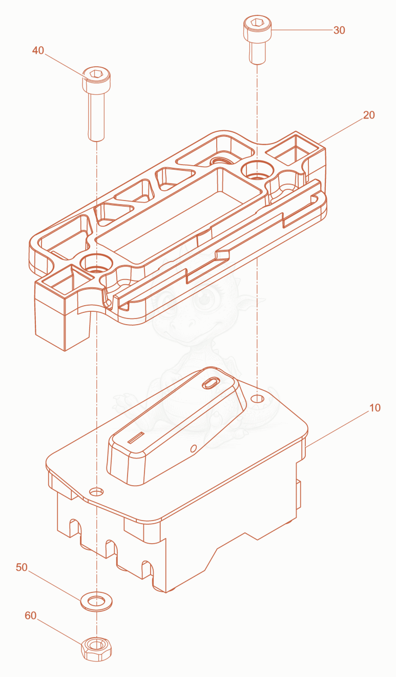 Despiece del Switch de una máquina Wacker Neuson IREN58/250/5, con globos numerados