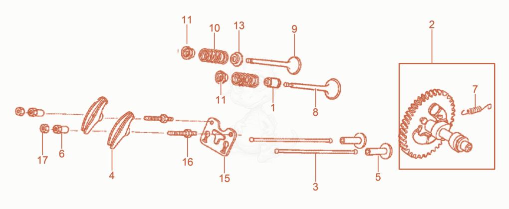 Exploded parts diagram of the Camshaft of a Wacker Neuson BPU5545A, with numbered balloons