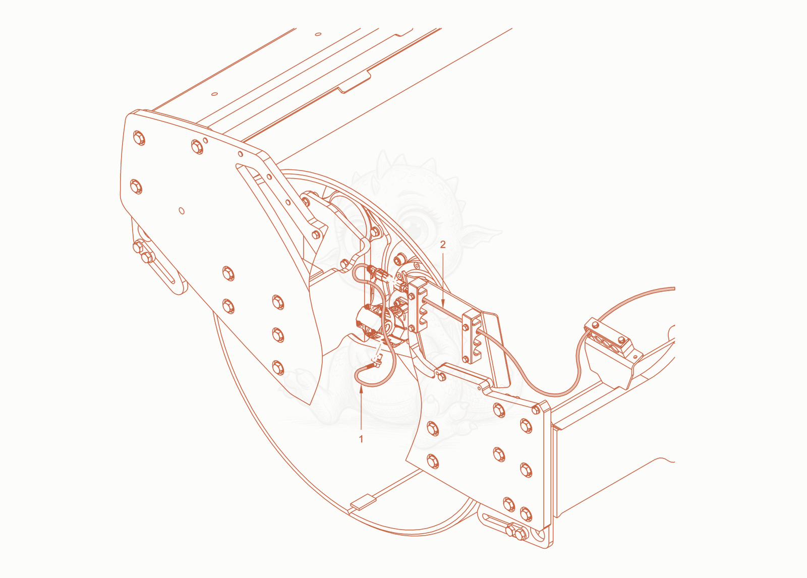 Exploded parts diagram of the frequency meter vibration of a Wacker Neuson RC50PDPFROPS, with numbered balloons