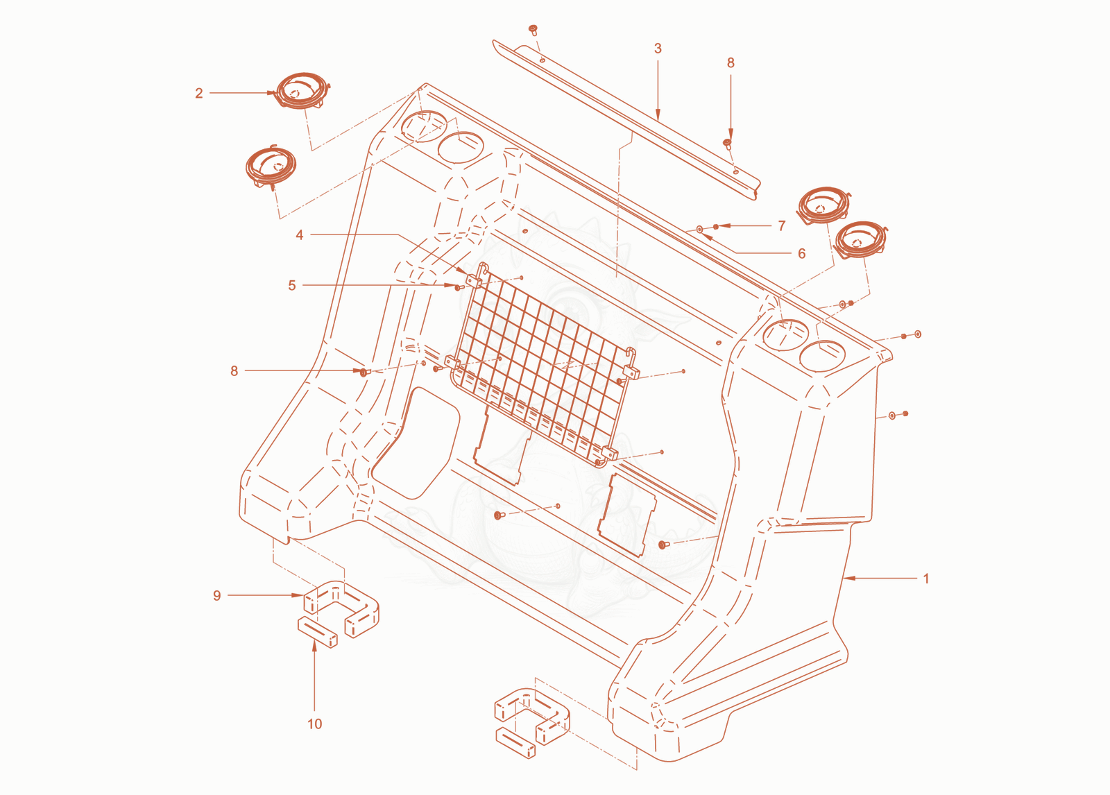 Exploded parts diagram of the driver's cabin of a Wacker Neuson RC50DPFCAB, with numbered balloons