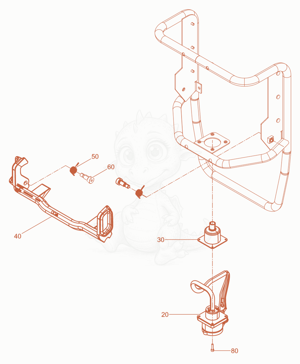 Exploded parts diagram of the battery holder of a Wacker Neuson ACBE, with numbered balloons