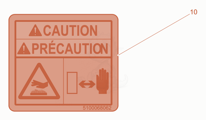 Exploded parts diagram of the label hot surface of a Wacker Neuson BPS1340AW, with numbered balloons