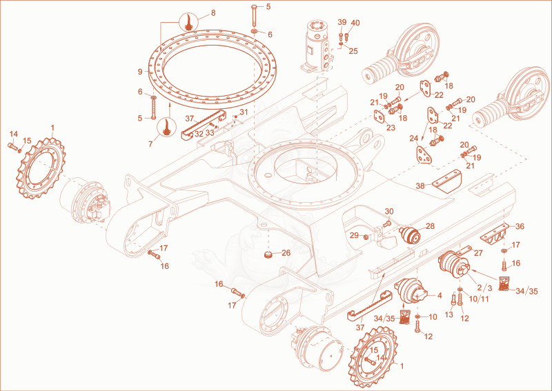 Exploded parts diagram of the UNDERCARRIAGE of a Wacker Neuson EZ80, with numbered balloons