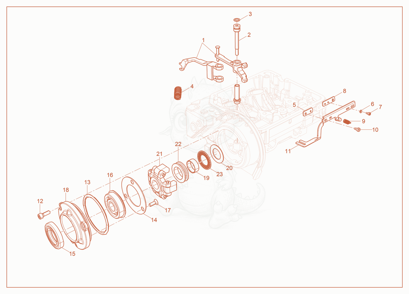 Exploded parts diagram of the Speed Governor of a Wacker Neuson LTV4L, with numbered balloons