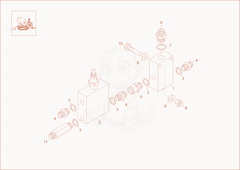 Exploded parts diagram of the VALVE BLOCK (OPTION) of a Wacker Neuson DT08PRO, with numbered balloons