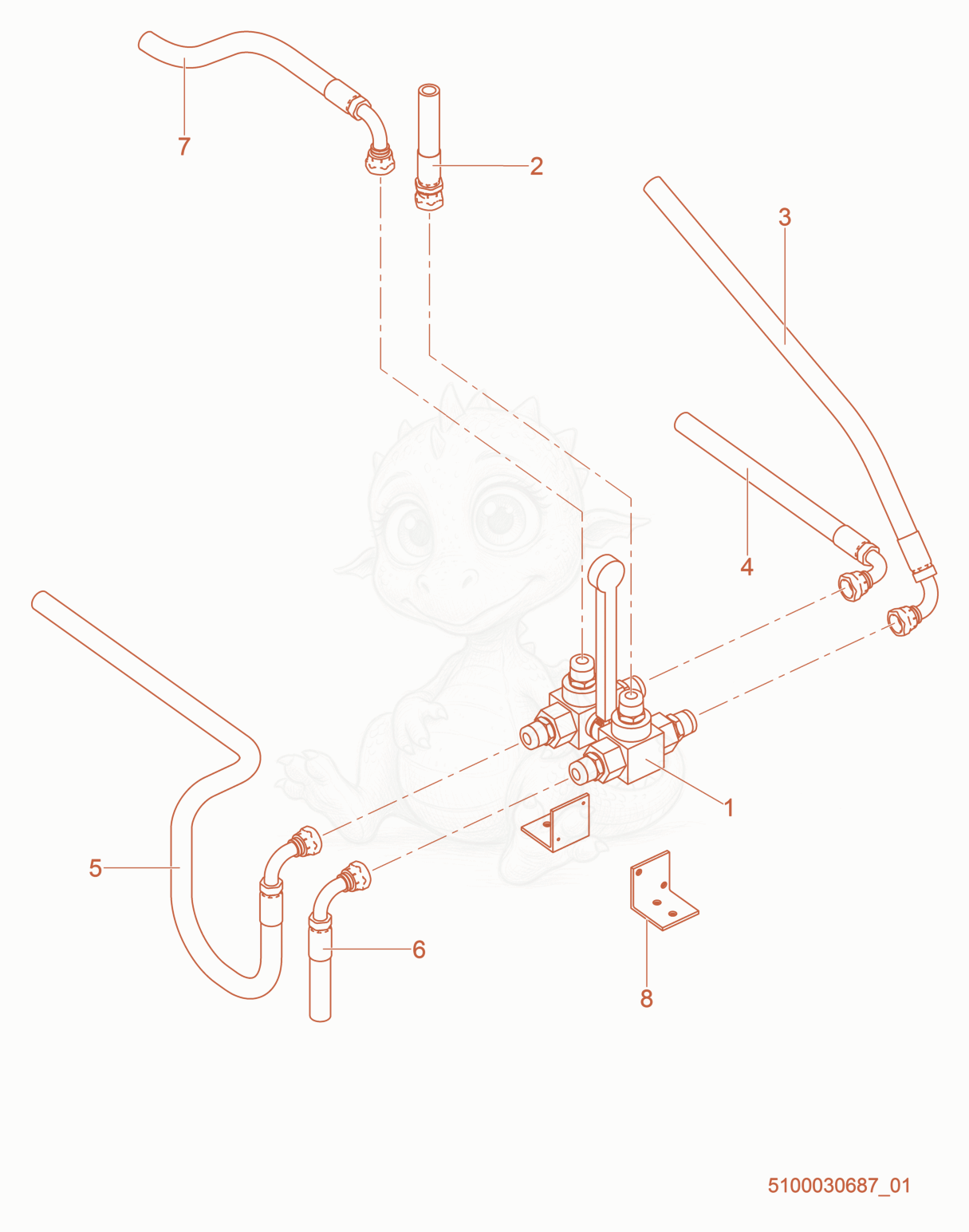 Exploded parts diagram of the Fuel Vent Valve of a Wacker Neuson G1100, with numbered balloons