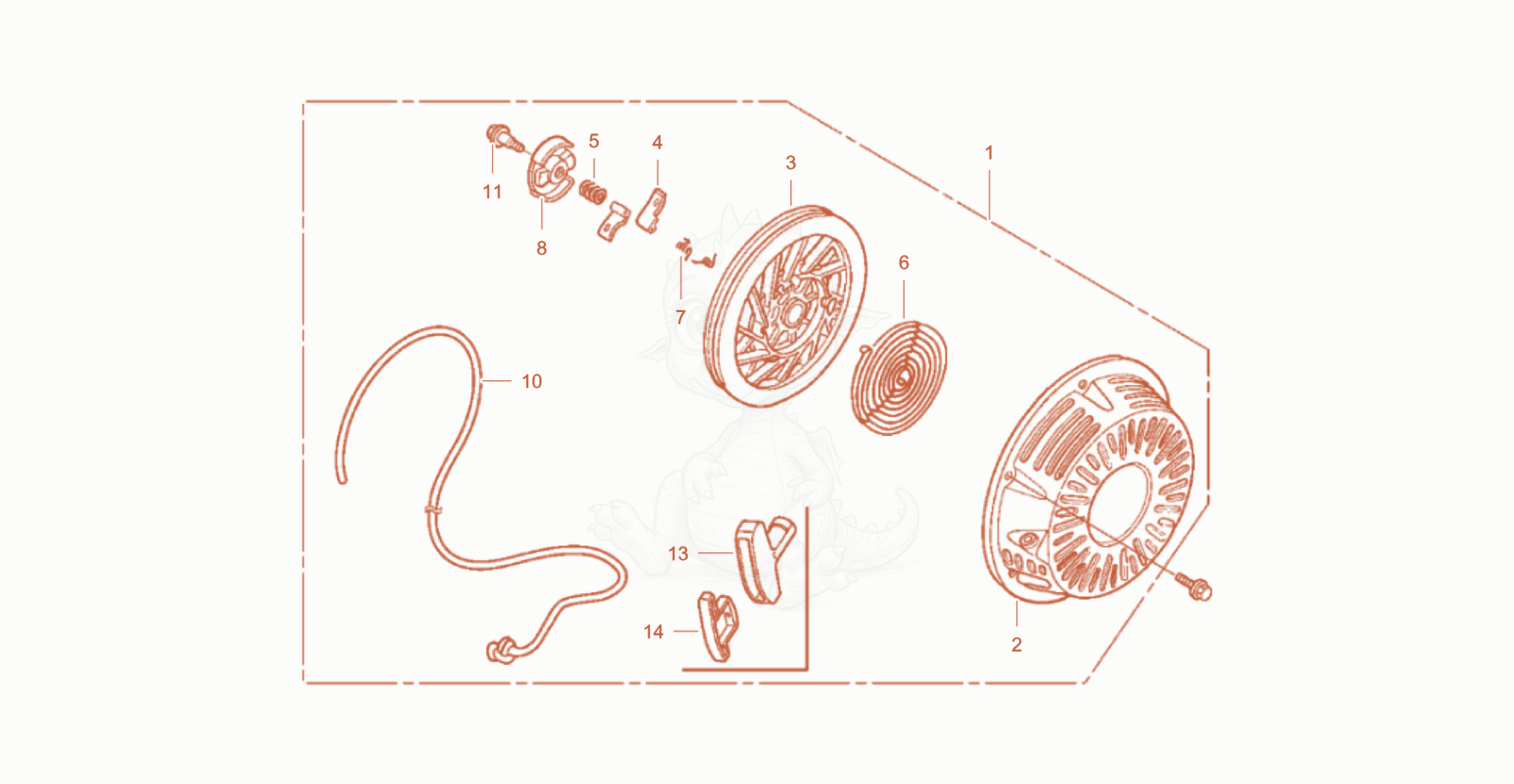 Exploded parts diagram of the Starter cpl of a Wacker Neuson PT3A, with numbered balloons