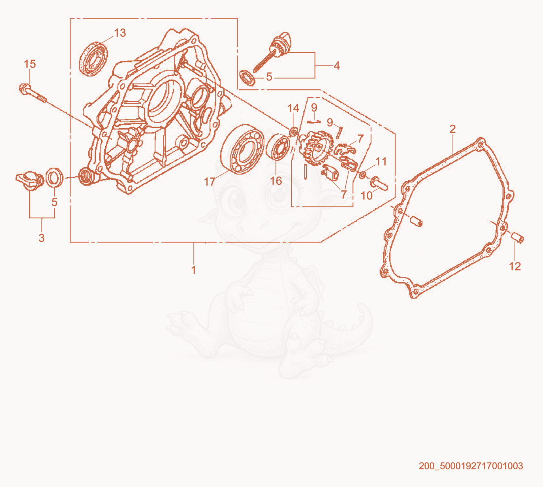 Exploded parts diagram of the Crankcase Cover of a Wacker Neuson CT48-11A, with numbered balloons
