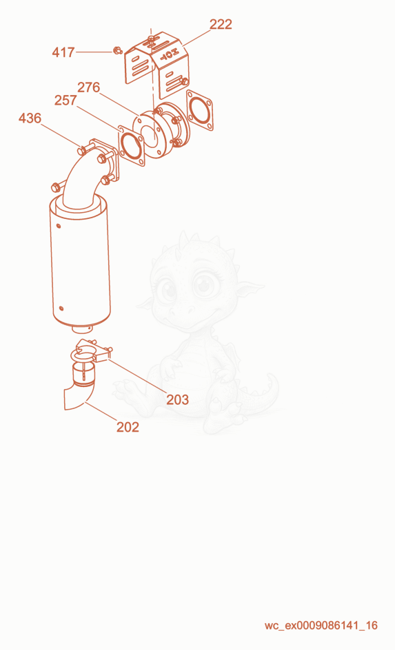 Exploded parts diagram of the Exhaust Mount of a Wacker Neuson CRT48-34V, with numbered balloons