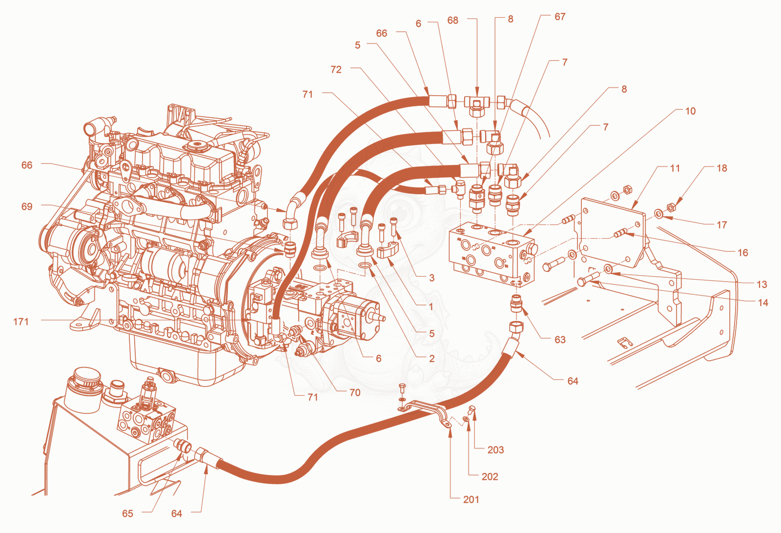 Exploded parts diagram of the advance drive of a Wacker Neuson RD24-100C, with numbered balloons