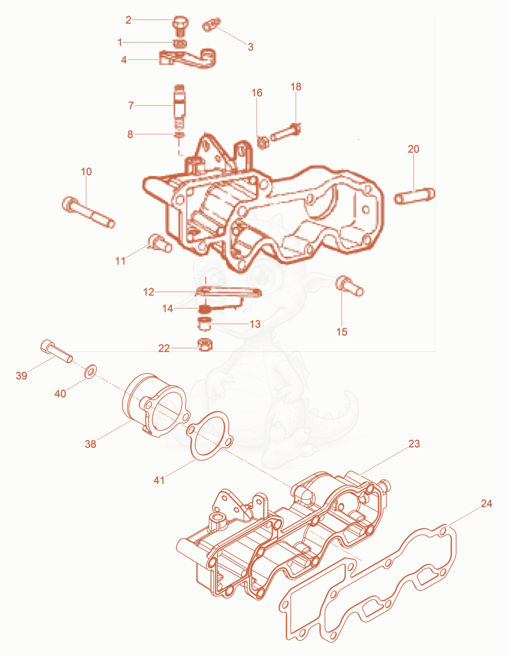 Exploded parts diagram of the Inlet bend of a Wacker Neuson DPU110LEM970US, with numbered balloons
