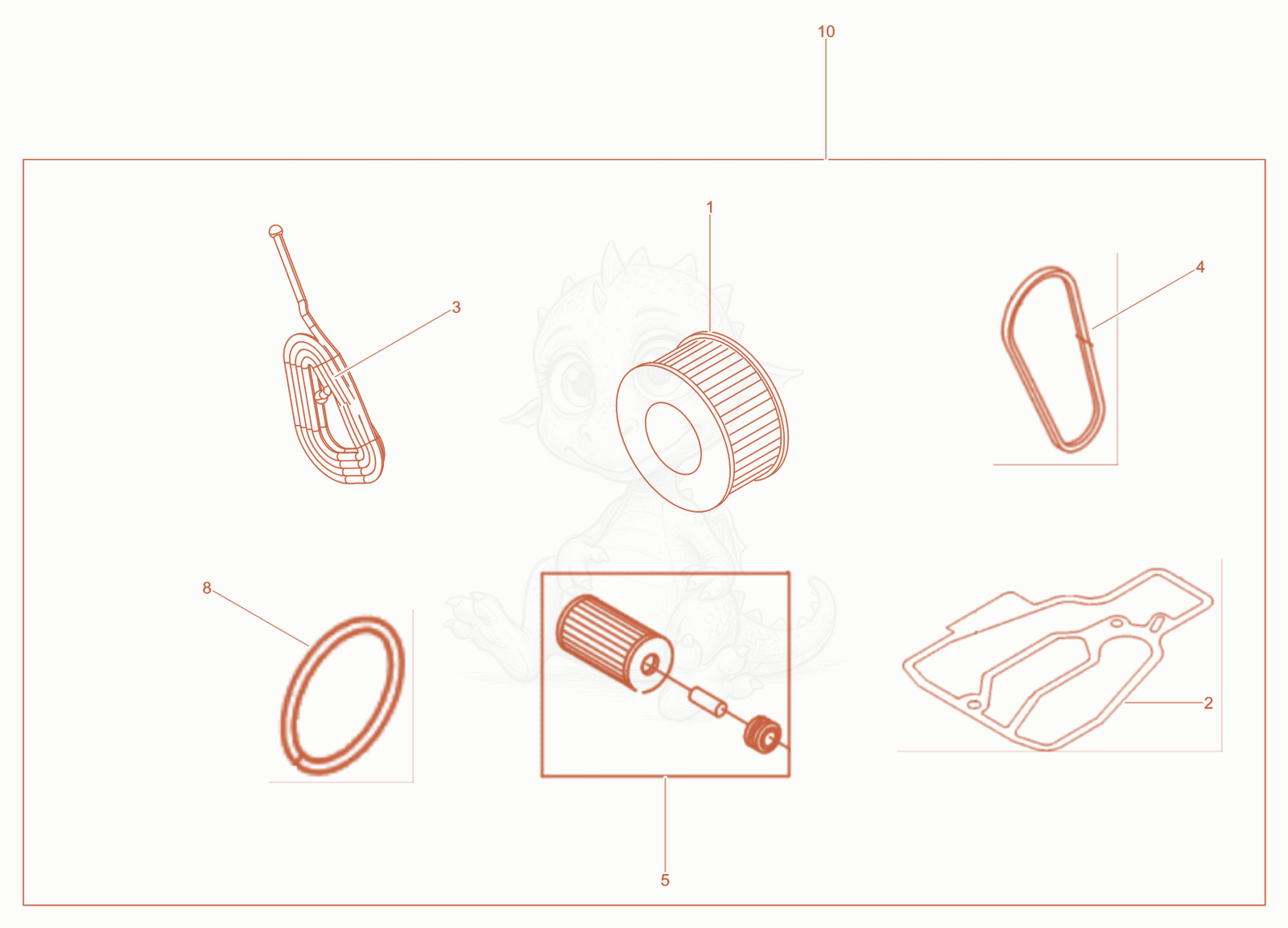 Exploded parts diagram of the Maintenance kit of a Wacker Neuson DPU3050HUS, with numbered balloons