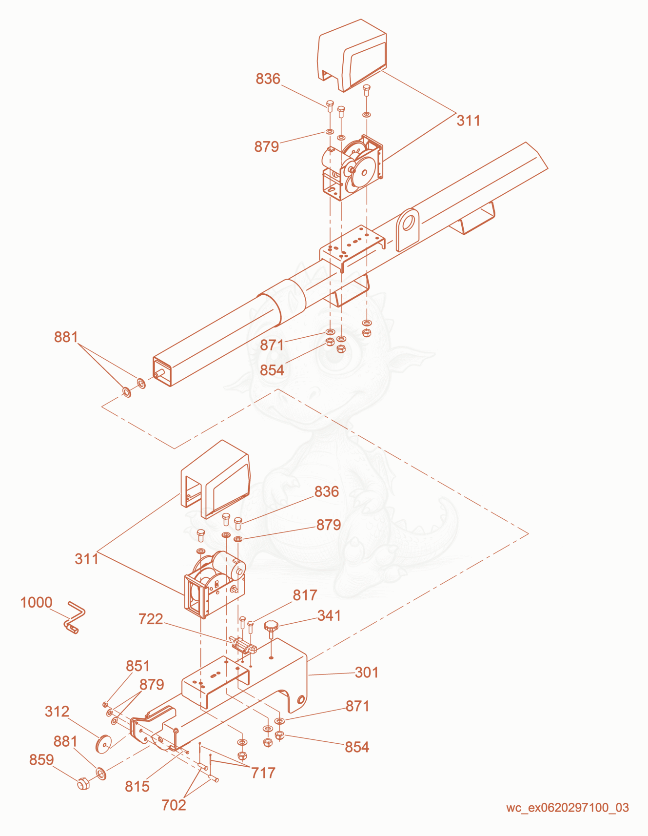 Exploded parts diagram of the Power Winch of a Wacker Neuson LTN6C-P, with numbered balloons