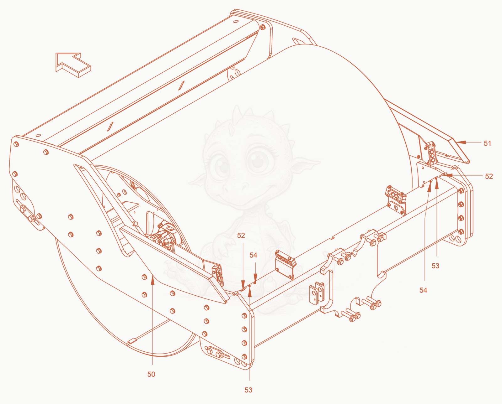 Exploded parts diagram of the canopies and covers of a Wacker Neuson RC110P, with numbered balloons