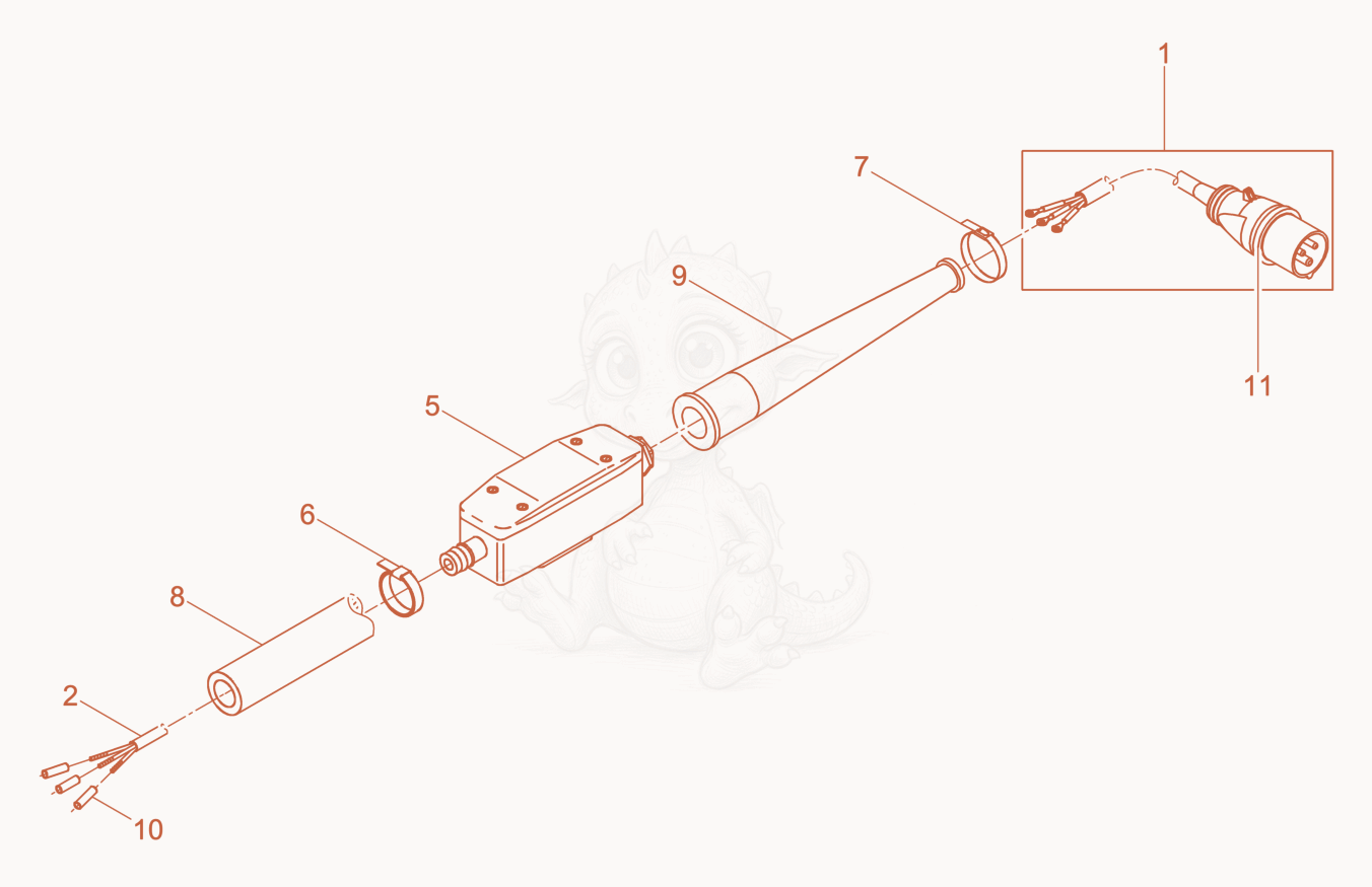 Exploded parts diagram of the Hose Connection cpl. of a Wacker Neuson IREN65K8MGV, with numbered balloons