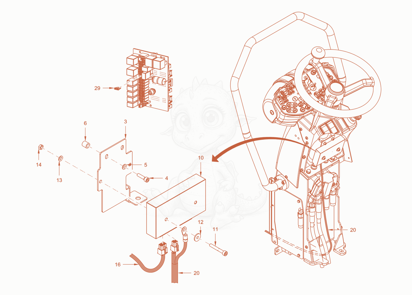 Exploded parts diagram of the compactometer of a Wacker Neuson RD40-130CDPF, with numbered balloons