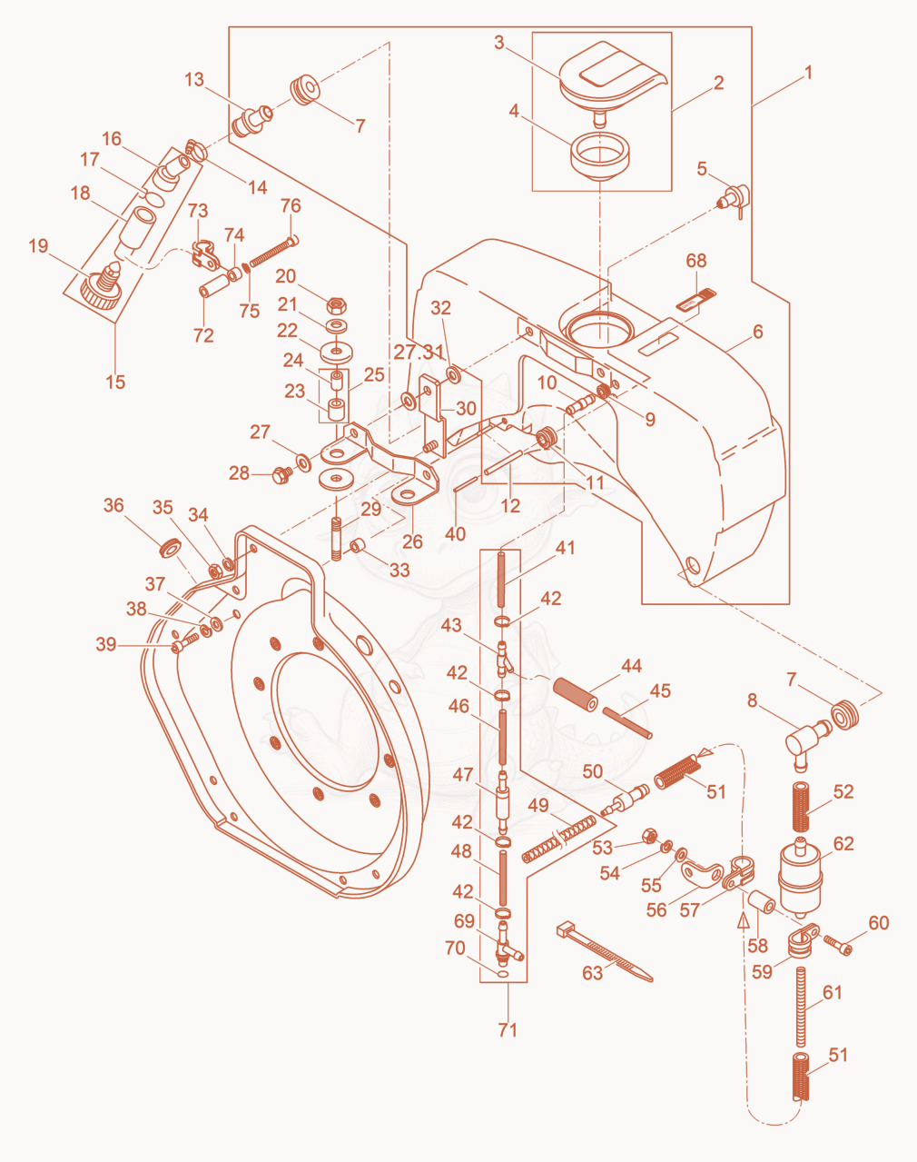 Exploded parts diagram of the Fuel System of a Wacker Neuson DPS3060HV, with numbered balloons