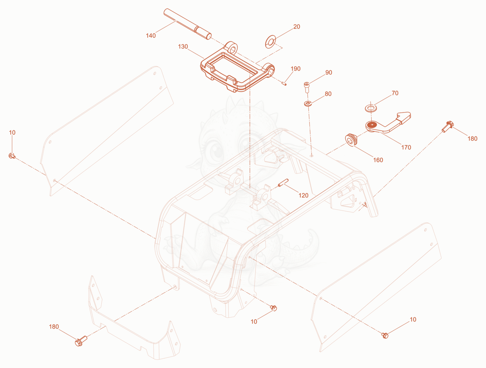 Despiece del Protective frame basis de una máquina Wacker Neuson APUKMAT, con globos numerados