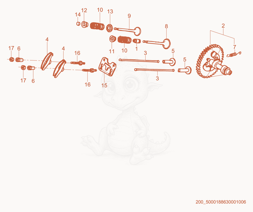 Exploded parts diagram of the Camshaft of a Wacker Neuson GP3800, with numbered balloons