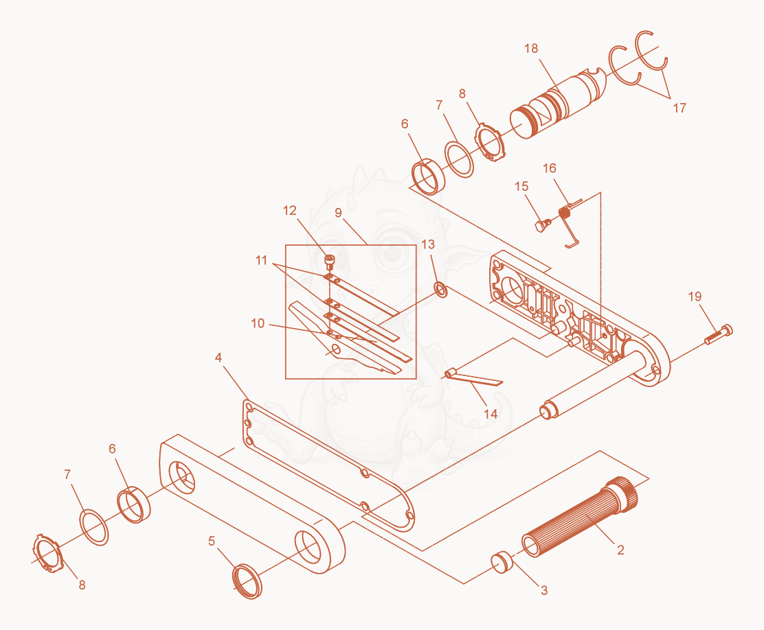 Exploded parts diagram of the Starting crank of a Wacker Neuson DPS3060, with numbered balloons
