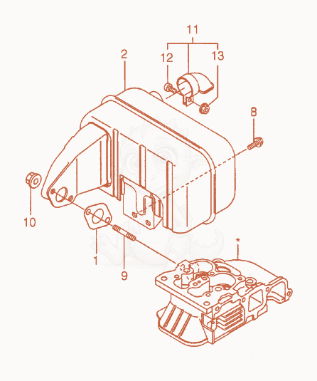 Exploded parts diagram of the Muffler of a Wacker Neuson PT3Y, with numbered balloons