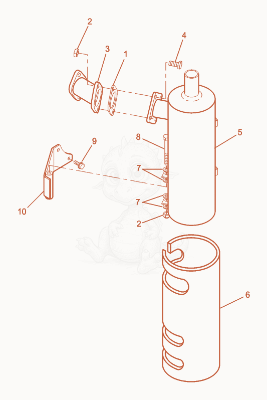 Despiece del Muffler/Fuel Filter de una máquina Wacker Neuson RT820HT, con globos numerados