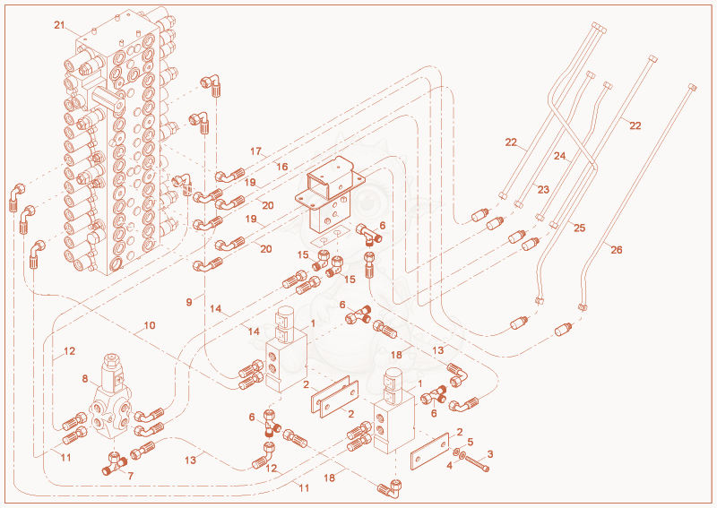 Exploded parts diagram of the INST. LUFFING BOOM+3. HYDRAULIC CIRCUIT of a Wacker Neuson 6003, with numbered balloons