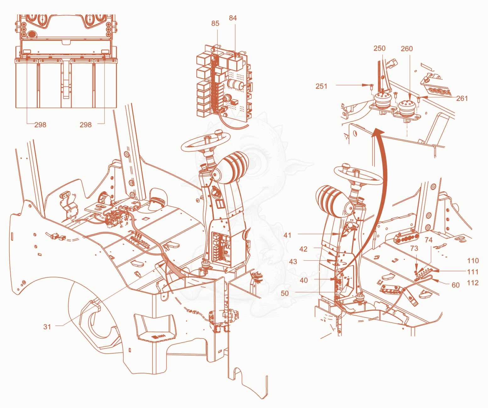 Exploded parts diagram of the Electrical system of a Wacker Neuson RD45-140C, with numbered balloons