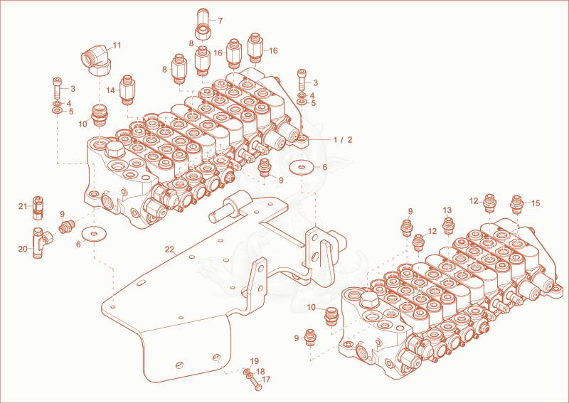 Exploded parts diagram of the CONTROL VALVE 1 of a Wacker Neuson EZ17, with numbered balloons