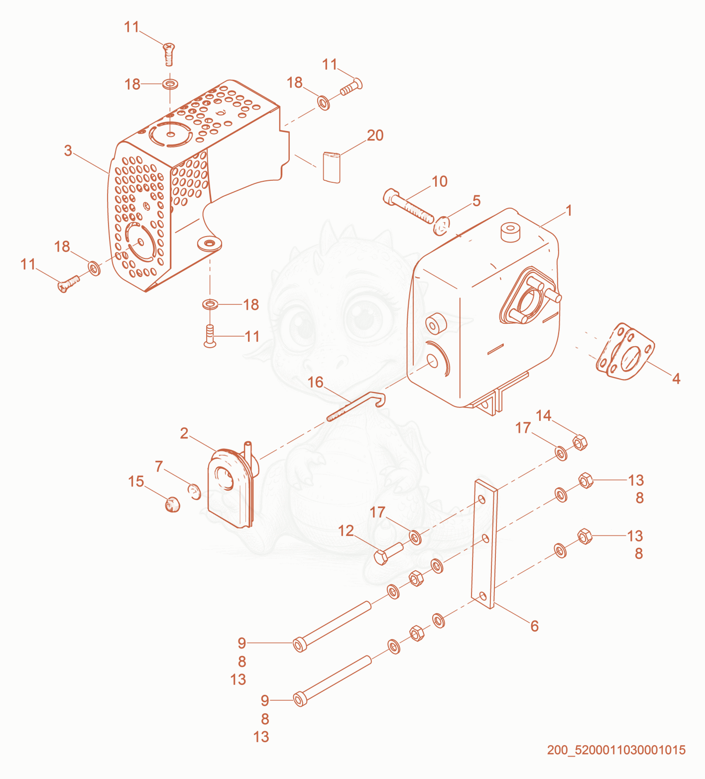 Exploded parts diagram of the Muffler cpl. of a Wacker Neuson DS70, with numbered balloons