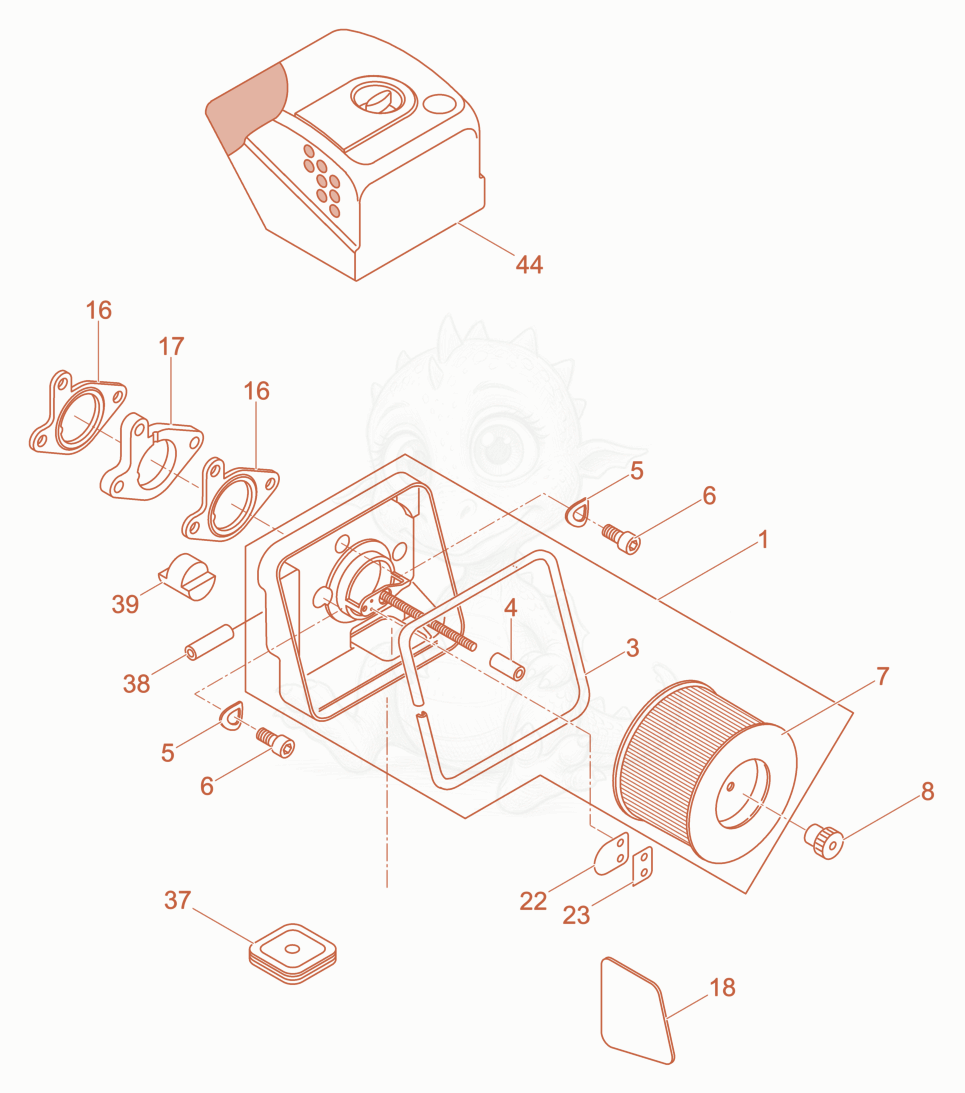 Exploded parts diagram of the Air filter of a Wacker Neuson DPU5260HEH, with numbered balloons