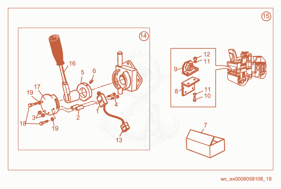 Exploded parts diagram of the Backup Alarm Kit of a Wacker Neuson RD25, with numbered balloons