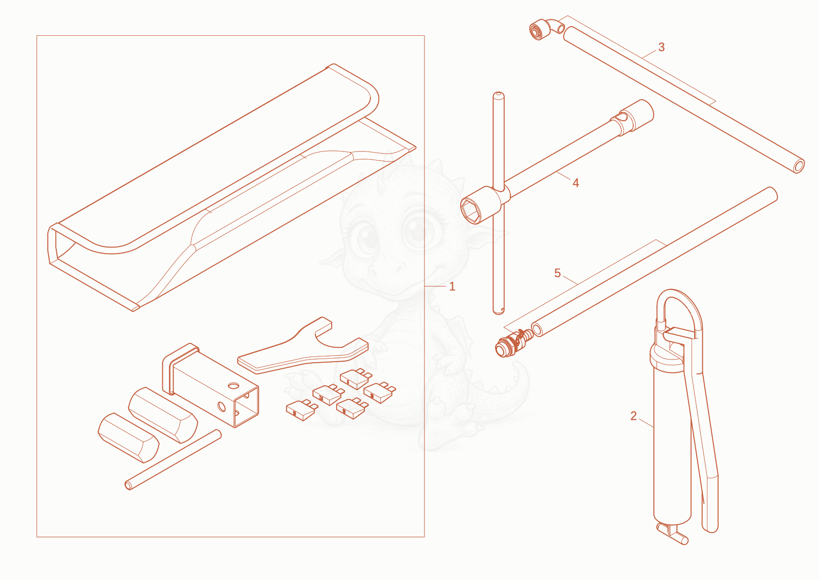 Despiece del TOOLS de una máquina Wacker Neuson EW100-2, con globos numerados
