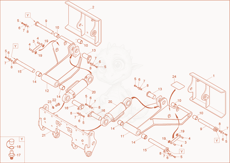 Exploded parts diagram of the Stabilizers front (Option) of a Wacker Neuson 9503, with numbered balloons