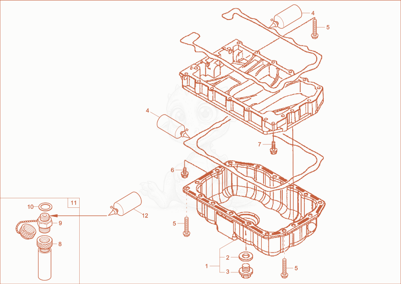 Exploded parts diagram of the oil sump of a Wacker Neuson 803, with numbered balloons