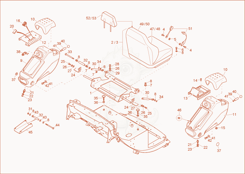 Exploded parts diagram of the drivers seat of a Wacker Neuson 1403RD, with numbered balloons