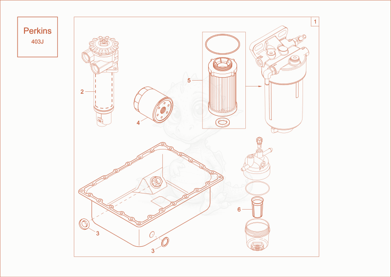 Exploded parts diagram of the maintenance package (500h) of a Wacker Neuson DW40, with numbered balloons
