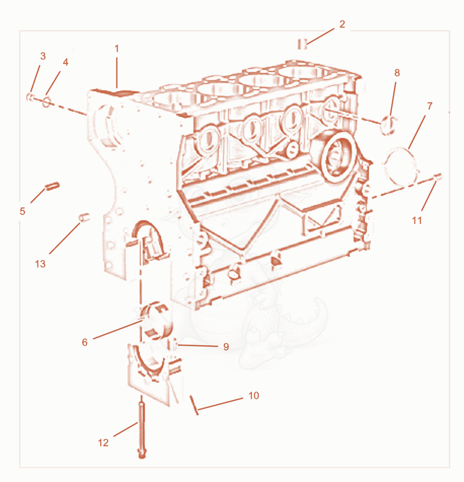 Exploded parts diagram of the CRANKCASE of a Wacker Neuson PT6LT, with numbered balloons