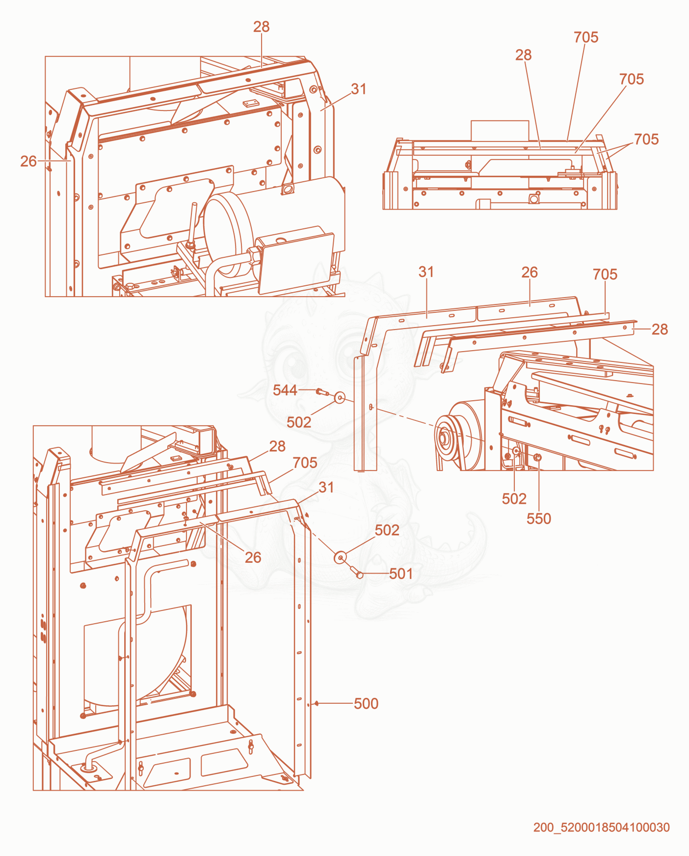 Exploded parts diagram of the Blower Housing of a Wacker Neuson HI260, with numbered balloons