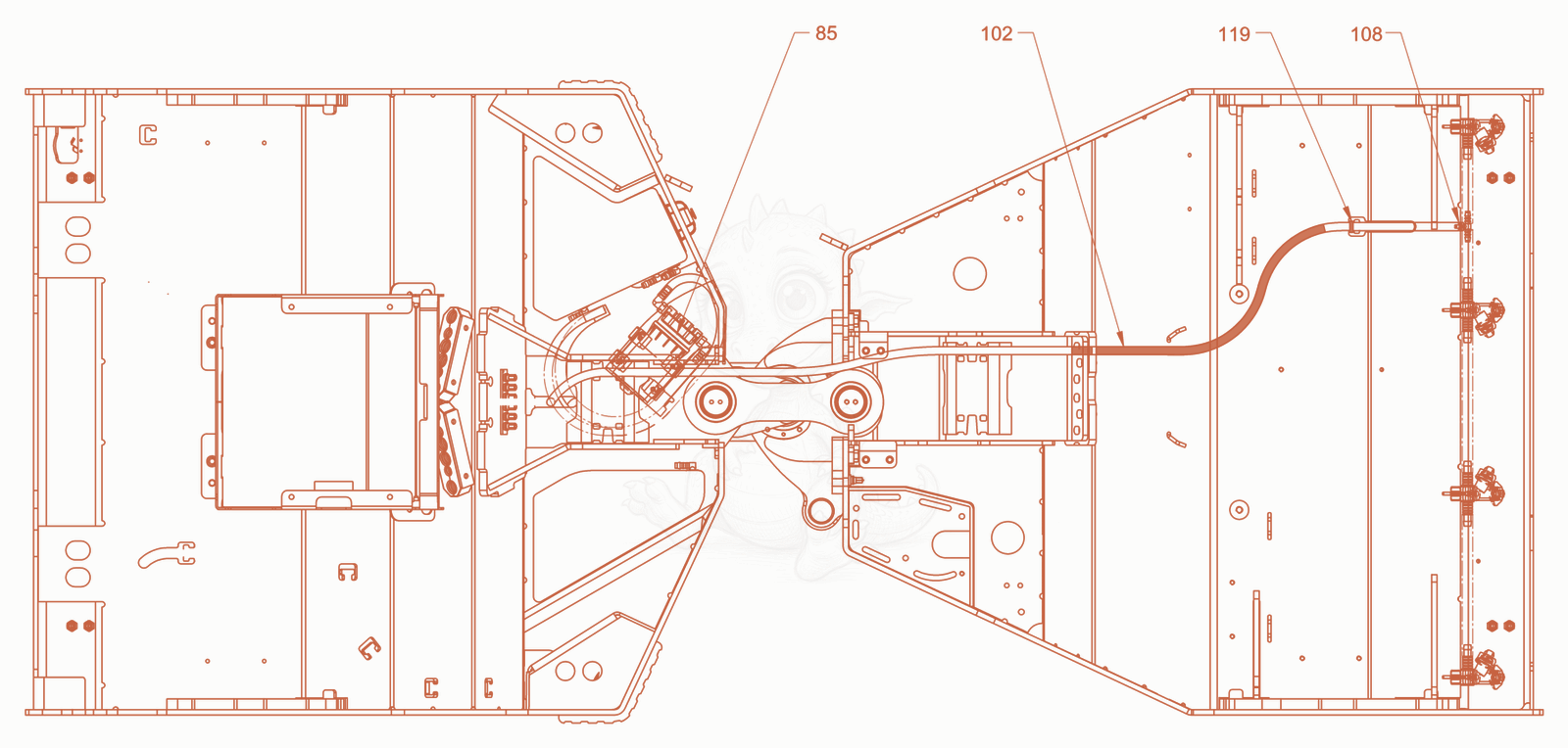 Exploded parts diagram of the sprinkling of a Wacker Neuson RD40-130CDPF, with numbered balloons