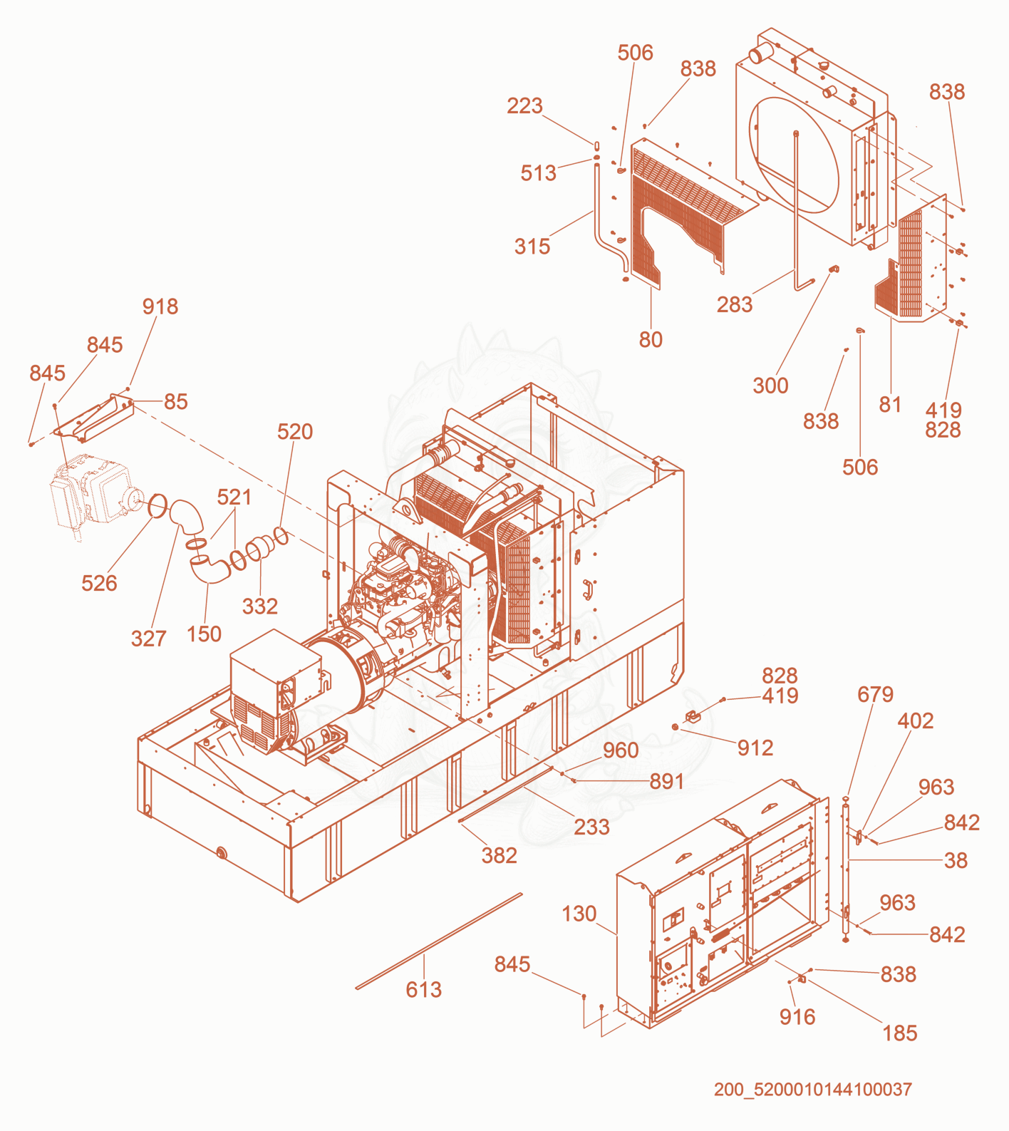 Exploded parts diagram of the Control Panel/ Air Cleaner Mounting of a Wacker Neuson G320, with numbered balloons