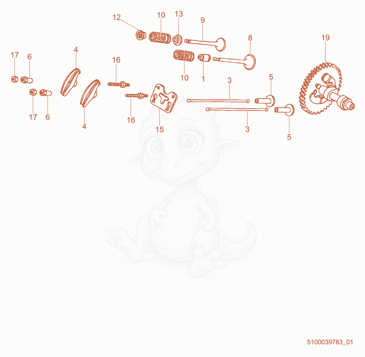 Exploded parts diagram of the Camshaft of a Wacker Neuson PT3A(I), with numbered balloons