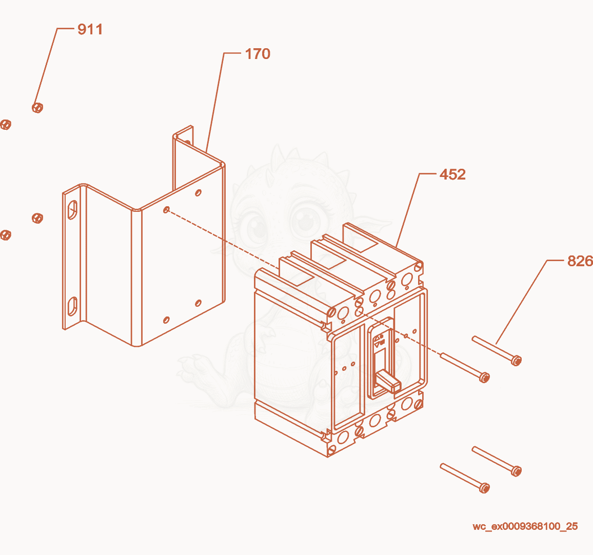 Exploded parts diagram of the Circuit Breaker cpl. of a Wacker Neuson G25, with numbered balloons