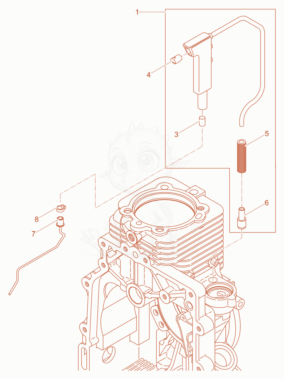 Exploded parts diagram of the Crankcase Breathing System of a Wacker Neuson DPU3750HETS, with numbered balloons