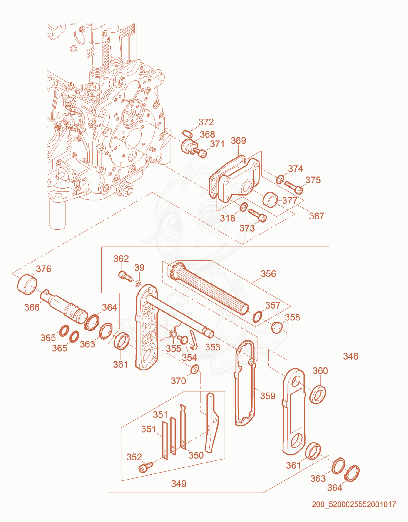 Despiece del Starting Handle de una máquina Wacker Neuson RD7HE, con globos numerados