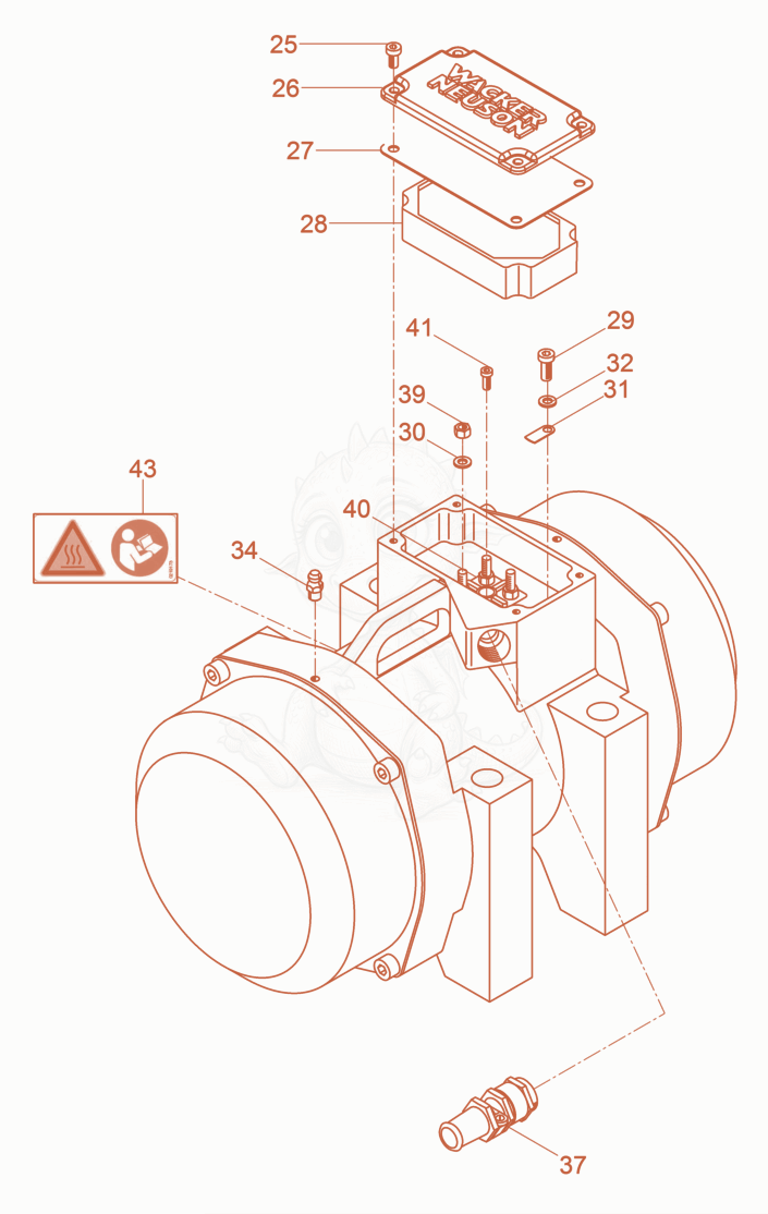 Exploded parts diagram of the External Vibrator cpl. of a Wacker Neuson AR75/9/250, with numbered balloons